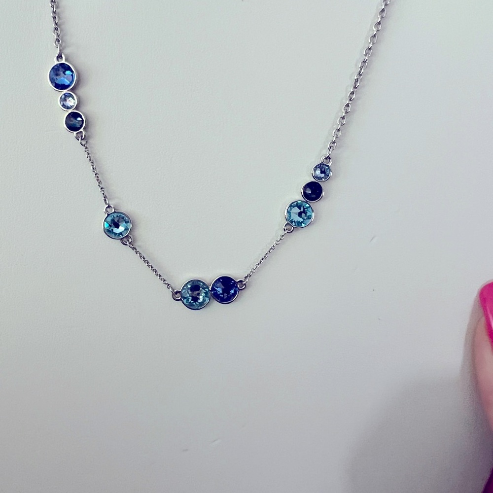 Off Set Necklace, blue